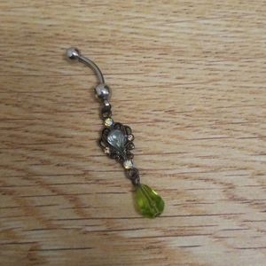 Body Candy Green Dangle Gem Stone Belly Ring